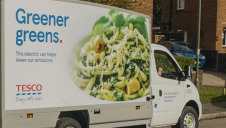 Pictured: One of Tesco's fully-electric home delivery vans